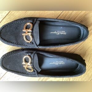 Salvatore Ferragamo Odilia moc suede driver black moccasins